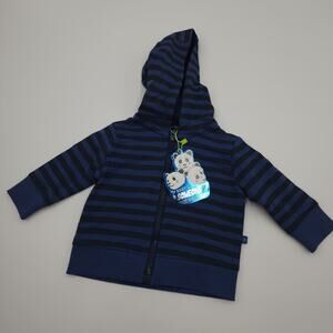 Someone Kids Blue Stripes Long Sleeve Full Zip Hooded Sweatshirt Size 3 Months